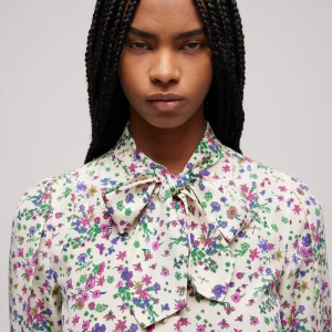 Printed Silk Shirt With Bow