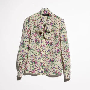 Printed Silk Shirt With Bow