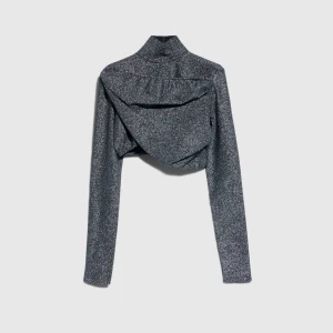 Stretch Viscose Lamé Cropped Top