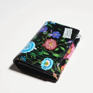 Flora-Motif Bi-Fold Card Case