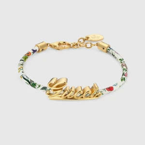 Leather Bracelet With Gucci Script