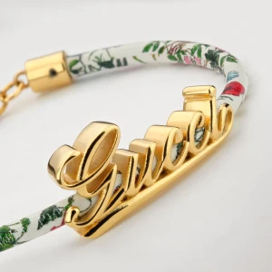 Leather Bracelet With Gucci Script