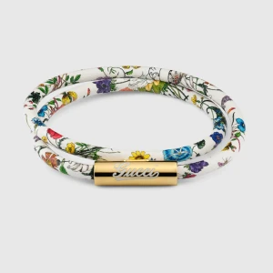 Leather Double Bracelet With Gucci Script