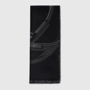 Horsebit Wool Silk Jacquard Stole