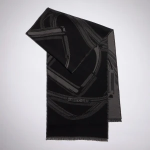 Horsebit Wool Silk Jacquard Stole