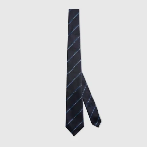 Diagonal Horsebit Silk Jacquard Tie