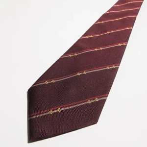 Diagonal Horsebit Silk Jacquard Tie