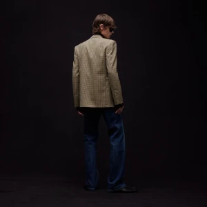 Gingham Wool Single-Breasted Jacket