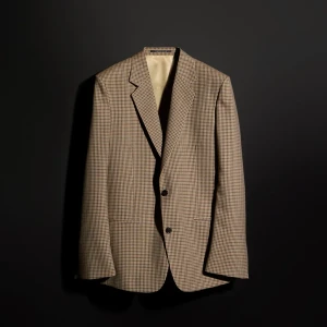 Gingham Wool Single-Breasted Jacket