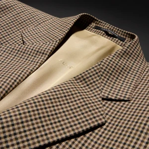 Gingham Wool Single-Breasted Jacket