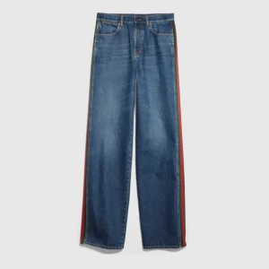 Cotton Denim Pants With Web Insert