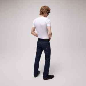 Cotton Denim Pants With Embroidery