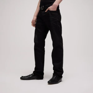 Cotton Denim Pants With Embroidery