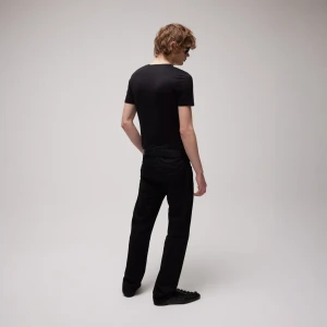 Cotton Denim Pants With Embroidery