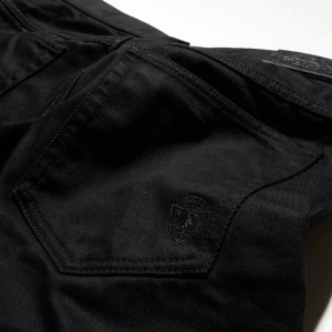 Cotton Denim Pants With Embroidery