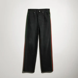 Cotton Denim Pants With Web Insert