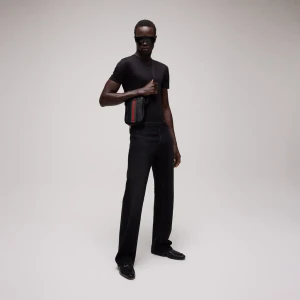Cotton Denim Pants With Web Insert