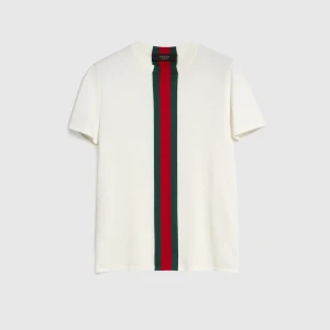 Knit Cotton T-Shirt With Web Intarsia