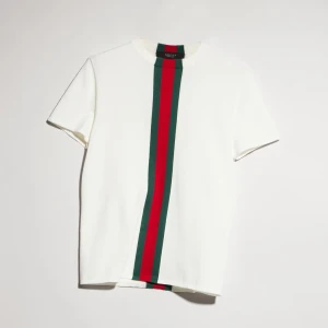 Knit Cotton T-Shirt With Web Intarsia