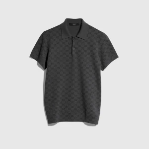 Gg Wool Silk Jacquard Polo Shirt