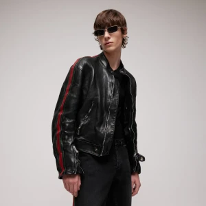 Buffalo Leather Biker Jacket With Web