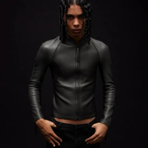 Grainy Leather Zip Jacket