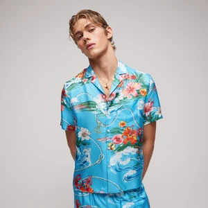 Printed Silk Twill Bowling Shirt
