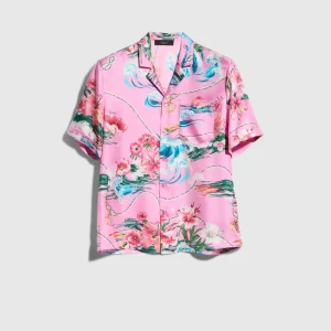 Printed Silk Twill Bowling Shirt