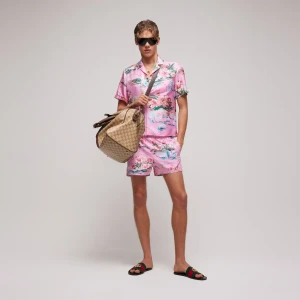 Printed Silk Twill Bowling Shirt