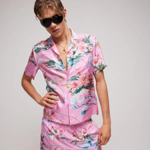 Printed Silk Twill Bowling Shirt