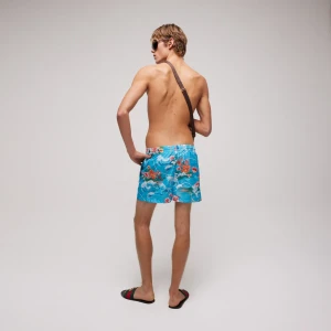 Printed Polyester Poplin Swim Shorts