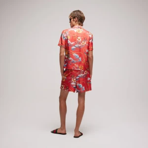 Printed Silk Twill Bowling Shirt