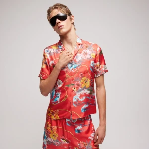Printed Silk Twill Bowling Shirt