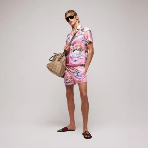 Printed Polyester Poplin Swim Shorts