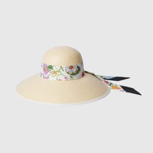 Panama Twill Hat With Silk Ribbon