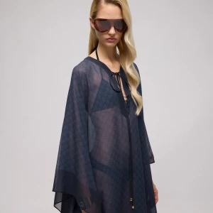 Gg Silk Georgette Cape Dress