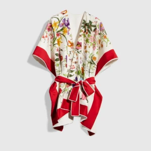 Printed Cotton Terrycloth Cape Dress