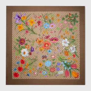 Printed Gg Wool Silk Shawl
