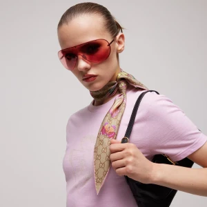 Printed Gg Silk Twill Diamond Scarf
