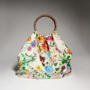 Silk Maxi Tote Bag With Bamboo Handle