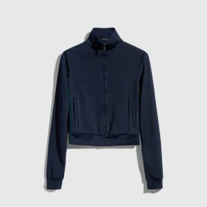 Rib Cotton Jersey Zip Sweatshirt With Web