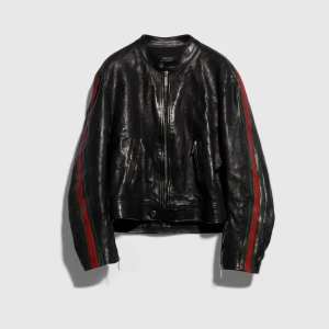 Buffalo Leather Biker Jacket With Web