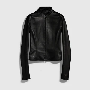 Light Stretch Leather Zip Jacket