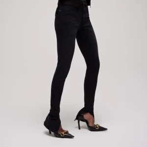 Washed Cotton Denim Skinny Pants