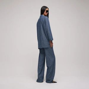Gg Cotton Denim Jacquard Pants