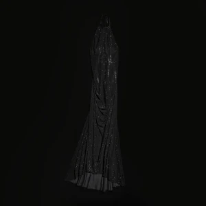 Embroidered Silk Stretch Chiffon Long Dress