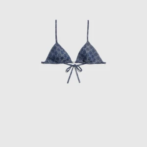 Gg Light Cotton Denim Jacquard Top