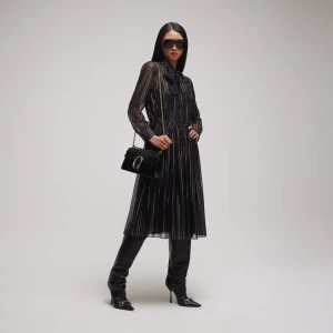 Pinstripe Silk Organza Chemisier Dress