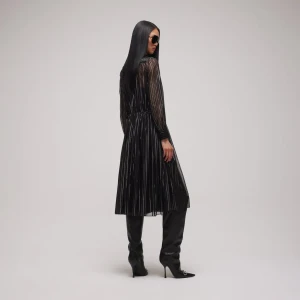 Pinstripe Silk Organza Chemisier Dress