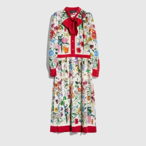 Printed Silk CrÊPe De Chine Chemisier Dress